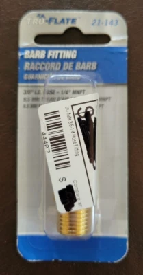 Tru-Flate Hose Barb Male Fitting 1/4" NPT x 3/8" ID 21-143 - Image 1 of 2