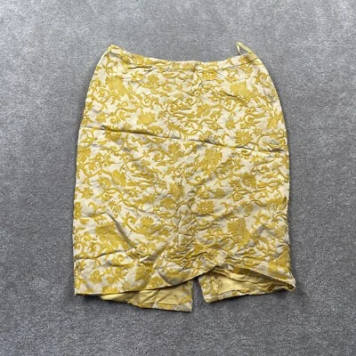 Banana Republic Floral Silk Pencil Skirt Knee Length Line Women's Size 6 Yellow - Image 1 of 4