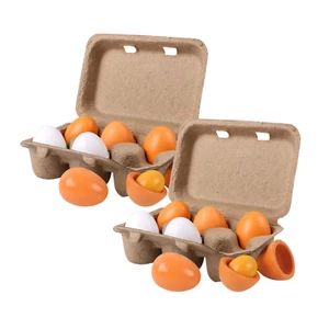 2 PACK Wooden Eggs, 6PCS Easter Egg Toys Wooden Play Food Pretend Play Food Sets - Picture 1 of 8
