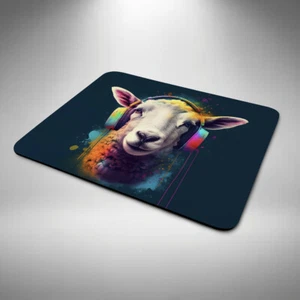 Sheep Mouse Mat / Pad Funny Birthday Day Office Xmas Gift DJ Headphones - Picture 1 of 1