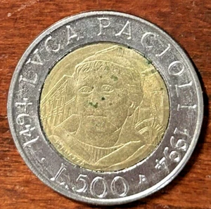 1494-1994 Commemorative 500 Lire Italian coin - Picture 1 of 2