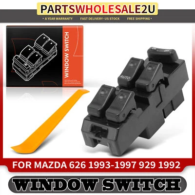 Interruptor de janela de energia dianteiro LH com um toque automático para Mazda 626 1993-97 929 1992-95 - Imagem 1 de 4