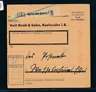 40059) DR, Paketkarte Karlsruhe (Baden) 1 Groh & Sohn, Reg.-L1 0,50RM 1942