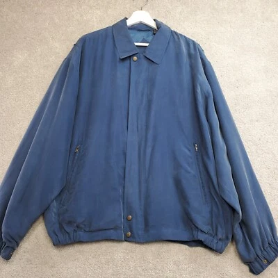 Bobby Chan шелковая куртка мужской размер XL синий ретро полный молнии легкий открытый папа - Изображение 1 из 4