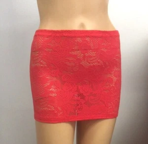 Sexy Minifalda Elástica Roja de Encaje Fiesta Muy Corto Elastizado Bodycon Vestido de Club nocturno M50 - Imagen 1 de 12