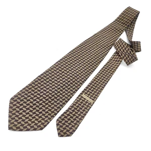 Giorgio Armani Mens Brown Tie Geometric Box Pattern 100% Silk (0008) - Picture 1 of 14