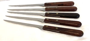 Set of 5 VTG Vitronic USA Fillet Knives Slicing Trimming SS Wood Kitchen Cabin - Picture 1 of 8