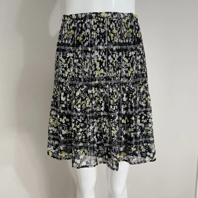 ELLE Pleated Chiffon Ditsy Skirt Mini Floral Garterized Waist Size XL - Image 1 of 4