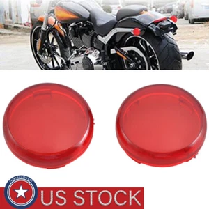 For Harley Sportster XL 883 1200 2PCS Red Turn Signal Light Lens Cover 1986-2015 - Picture 1 of 14