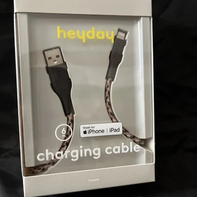heyday  USB-C Braided 6 ft. Charging Cable (Black Tort) BRAND NEW/SEALED - Image 1 of 3