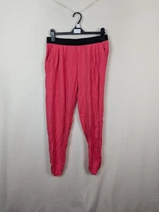 River Island Ladies casual trousers size 12 elastic waist dark pink ruched hem - Picture 1 of 10