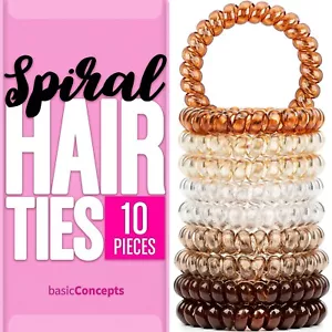10pcs Spiral Hair Ties - No Crease, Strong Hold, Coil Ponytail Holders - Picture 1 of 7