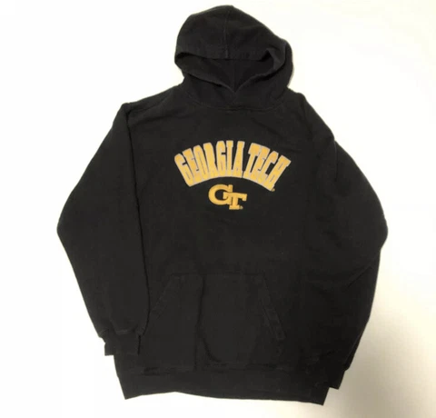Adidas Georgia Tech Hoodie Boys Extra Large XL 18/20 Black Kangaroo Pocket Cover