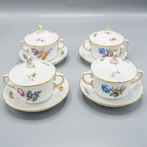 READ Royal Copenhagen Light Saxon Flower Cream Soup Bowl & Lid Set of 4- 1552 #1 - Picture 1 of 16