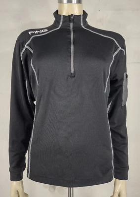 Ping Negro Ligero 1/4 Cremallera Rendimiento Jersey Top Camisa Damas Pequeño Foto 1 de 4