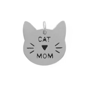 Colgante de plata de ley enchapado en rodio gato mamá - Imagen 1 de 1