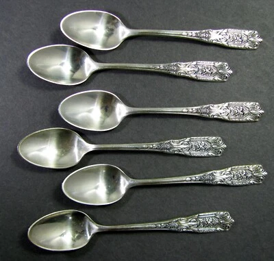 Juego de 6 cucharas Demitasse Westmorland Milburn rosa plata esterlina ¡Sin monogramas! Foto 1 de 4