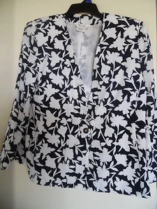 Chaqueta Blazer Tan Jay Azul Marino Blanco Estampado Floral Un Botón Frontal Talla 14 - Imagen 1 de 5