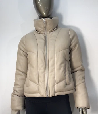 Abercrombie & Fitch Mujer Chaqueta Cuero Vegano XS Beige Masilla Abrigo Corto Foto 1 de 4
