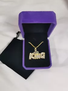 King Pendant 18K Gold Plated, CZ Lab-Created Stones, Hip Hop/Fashion Jewlery. - Picture 1 of 6