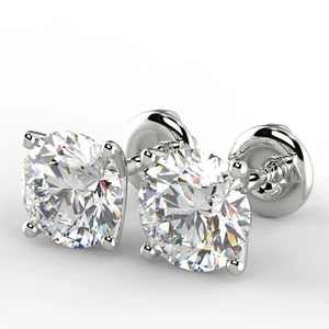 Diamond Stud Earrings 1.03 Ct Round Cut 14ct White Gold VVS2 E - Picture 1 of 6