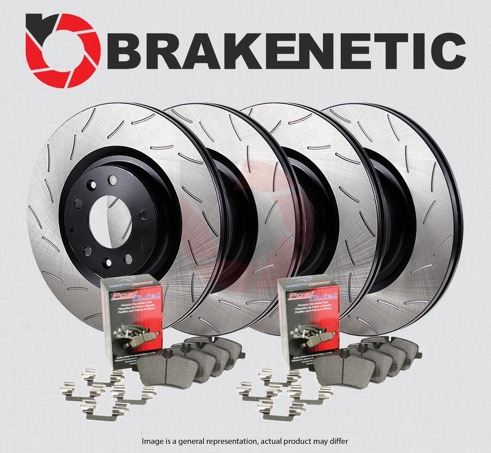 F&R BRAKENETIC Premium RS Slot Brake Rotors + Posi Pads JCW BPK101418 - Imagem 1 de 1