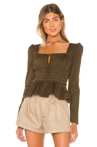 Revolve X Petersyn Liza Bluse SCHWARZ Stretch Baumwolle Boho M Neu ohne Etikett - Bild 1 von 8