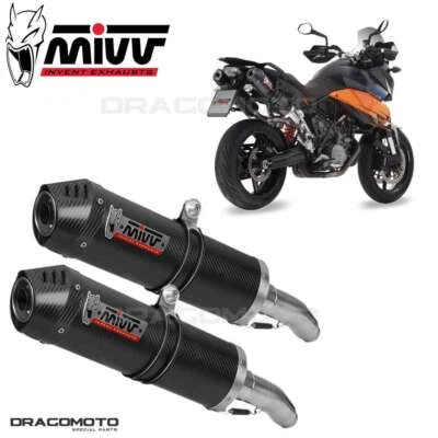 Выхлопная труба Doulbe KTM 990 SUPERMOTO SMT 2013 MIVV овальная углеродная CC - Изображение 1 из 4