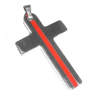 Fireman Firefighter Red Line Cross Design Tungsten Key Ring or Pendant - Picture 1 of 1