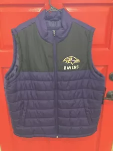 NFL Team Apparel Baltimore Ravens Full Zip Quilted Puffer Vest Men's XXL NWT - Picture 1 of 21