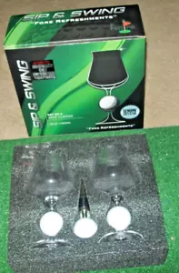FunPro Crystal Wine Glasses with Real Golf Ball - Set of 2 & Stopper - Picture 1 of 5