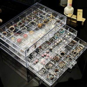 Earring Storage Box Organizer 3 Drawers Acrylic Jewelry Storage Box Holder Tr... - Bild 1 von 7