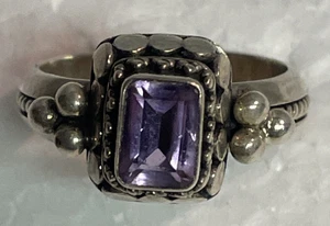 Vintage AMYETHYST Sterling Silver Ring size 8.25, 925 - Picture 1 of 6