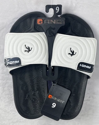 AND1 Busain Hombre Sandalia Deslizante Ajustable Blanco Negro Azul Talla 9 NUEVO Foto 1 de 4