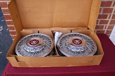 89 90 91 92 93 CADILLAC DEVILLE ELDORADO FLEET NOS 15" WIRE HUBCAPS GM# 25530798 - Image 1 of 4