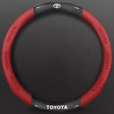 NEW 15" Steering Wheel Cover Genuine Leather For Toyota Red Leather US STOCK Foto 1 de 4