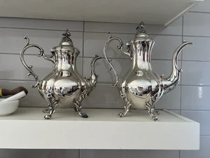 Reed & Barton Winthrop Silver Plated Coffee & Teapot 1795 Pumpkin Top - Picture 1 of 11