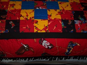 Queen Size Cowboy Western Quilt Handarbeit Neu 95' x 69" Wildleder Fransenbesatz - Bild 1 von 13
