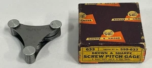 Vintage Brown & Sharpe 633 Maschinist Schraube Steigung Gewinde Messgerät 599-633 mit Box (A8) - Bild 1 von 9