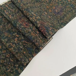 Forest Mosaic #E 6.5x37 Vintage Silk Chirimen Japanese Kimono Fabric Panel CJ52 - Picture 1 of 7