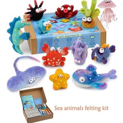 12PCS Sea Animal Needle Felting Kits for Beginners with Wool Roving Supplies DIY - Image 1 of 4
