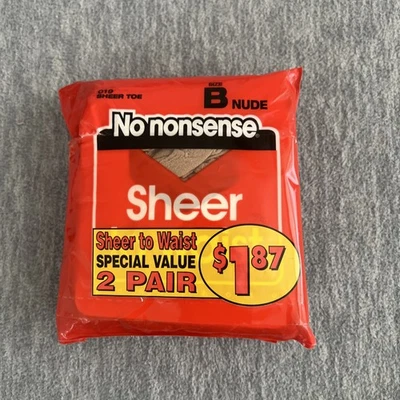 No Nonsense Pantyhose Nude Women Size B Vintage Sheer To Waist Toe 019 2 Pk NEW - Image 1 of 4