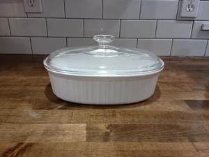 Corning Ware French White F 2 B 2,8 Liter Auflaufform, Pyrex Deckel DC 1 1/2 C - Bild 1 von 8