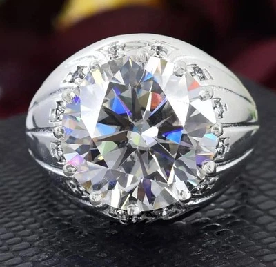 RARO anello solitario con diamanti bianchi tondi trattati certificati 9,75... - Immagine 1 di 4