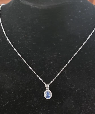 Bomb Party 925 Sterling Silver White Frost CZ ~ Denim Blue 20" Necklace NEW - Image 1 of 4