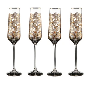 4er Set Gustav Klimt Sektglas Der Lebensbaum H. 26cm 200ml Goebel - Bild 1 von 3