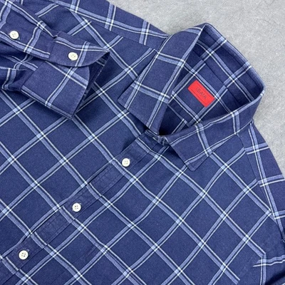 ISAIA Napoli Shirt Men's 18-45 Blue Plaid Dress Long Sleeve Made in Italy Preppy - Image 1 of 4