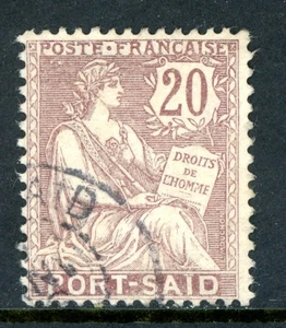 French Colonies in Egypt 1903 Port Said 20 Mm Brown Violet Sc #25 VFU M33 - Picture 1 of 6