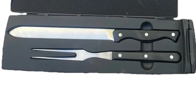 Pampered Chef 2 Piece Carving Set with Fork and Knife, Case with Sharpener - Image 1 of 4