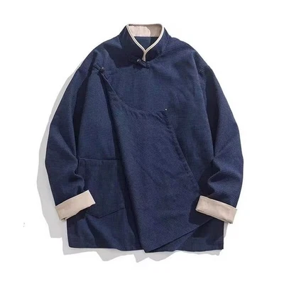 Chinese Style Mens Hanfu Coat Tangzhuang Jacket Loose Tops Retro Casual Outwear - Image 1 of 4